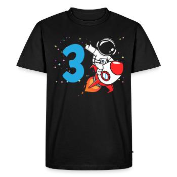 3ème anniversaire garçons 3 ans astronaute anniversaire - T-shirt Premium bio Homme - noir - Devant - Nico (187cm)