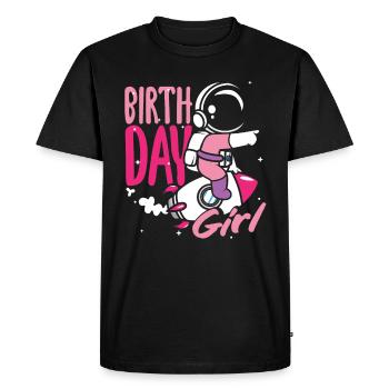 Anniversaire des enfants Astronaute Fille Anniversaire - T-shirt Premium bio Homme - noir - Devant - Nico (187cm)