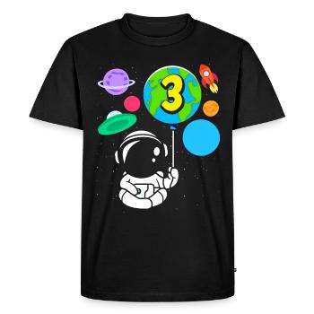 3ème anniversaire garçons 3 ans astronaute anniversaire - T-shirt Premium bio Homme - noir - Devant - Nico (187cm)