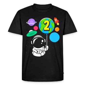 2ème anniversaire garçons 2 ans astronaute anniversaire - T-shirt Premium bio Homme - noir - Devant - Nico (187cm)