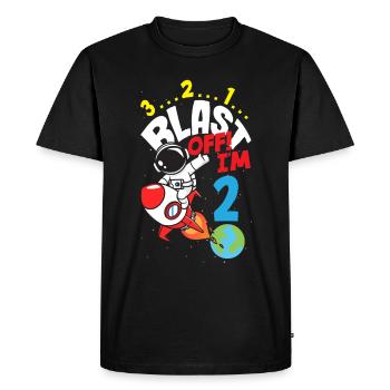 2ème anniversaire garçons 2 ans astronaute anniversaire - T-shirt Premium bio Homme - noir - Devant - Nico (187cm)