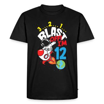 12th Birthday Boys Astronaut Birthday - Men's Premium Organic T-Shirt - black - Front - Nico (187cm)