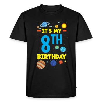 8th Birthday Boys 8 Years Astronaut Birthday - Men's Premium Organic T-Shirt - black - Front - Nico (187cm)