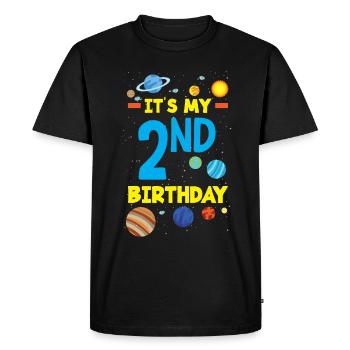 2ème anniversaire garçons 2 ans astronaute anniversaire - T-shirt Premium bio Homme - noir - Devant - Nico (187cm)