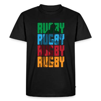 Rugby Rugby Rugby Rugby Rugby à Bunt - T-shirt Premium bio Homme - noir - Devant - Nico (187cm)