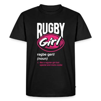Rugby Girl - Comme une fille normale, mais plus cool - T-shirt Premium bio Homme - noir - Devant - Nico (187cm)