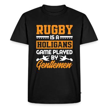 Le rugby est un jeu de hooligans joué par des gentlemen - T-shirt Premium bio Homme - noir - Devant - Nico (187cm)
