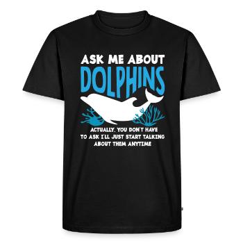 Posez-moi des questions sur les dauphins - T-shirt Premium bio Homme - noir - Devant - Nico (187cm)