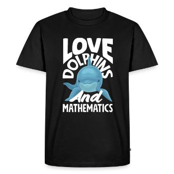 J’adore les dauphins et les mathématiques - T-shirt Premium bio Homme - noir - Devant - Nico (187cm)