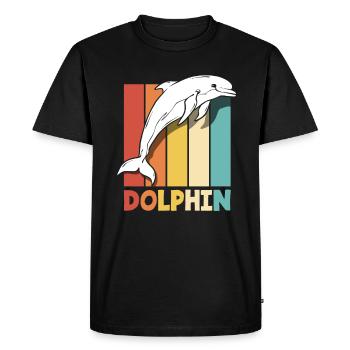 Motif rétro dauphin amoureux des animaux - T-shirt Premium bio Homme - noir - Devant - Nico (187cm)