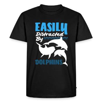 Facilement distrait par les dauphins - T-shirt Premium bio Homme - noir - Devant - Nico (187cm)