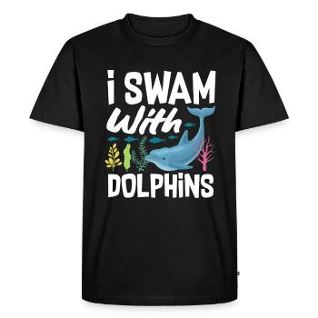 J’ai nagé avec des dauphins - T-shirt Premium bio Homme - noir - Devant - Nico (187cm)