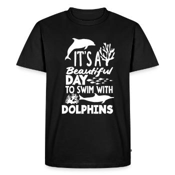 Une belle journée pour nager avec les dauphins - T-shirt Premium bio Homme - noir - Devant - Nico (187cm)
