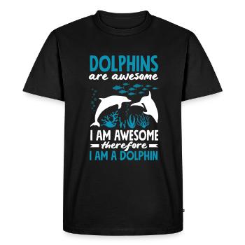 Les dauphins sont géniaux, donc je suis un dauphin - T-shirt Premium bio Homme - noir - Devant - Nico (187cm)