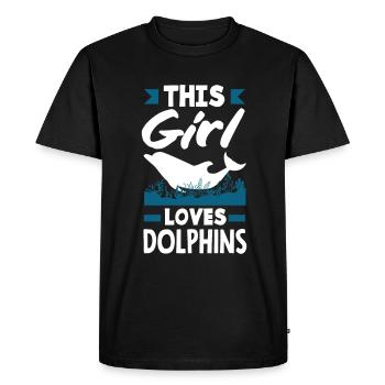 Cette fille aime les dauphins - T-shirt Premium bio Homme - noir - Devant - Nico (187cm)