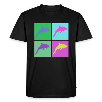 Colorful dolphins in pop art style - Men's Premium Organic T-Shirt - black - Front - Nico (187cm)