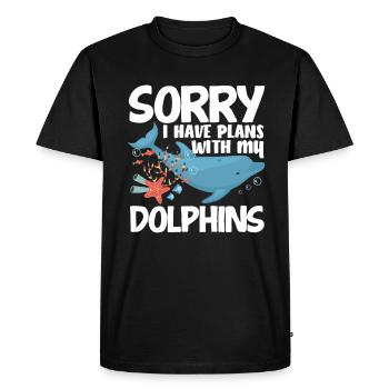 Désolé, j’ai des projets avec mes dauphins - T-shirt Premium bio Homme - noir - Devant - Nico (187cm)