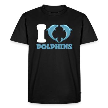 Graphique I Love Dolphins pour les amoureux des animaux marins - T-shirt Premium bio Homme - noir - Devant - Nico (187cm)
