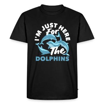 Je ne suis là que pour les dauphins - T-shirt Premium bio Homme - noir - Devant - Nico (187cm)