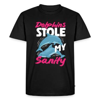 Les dauphins ont volé mon - T-shirt Premium bio Homme - noir - Devant - Nico (187cm)