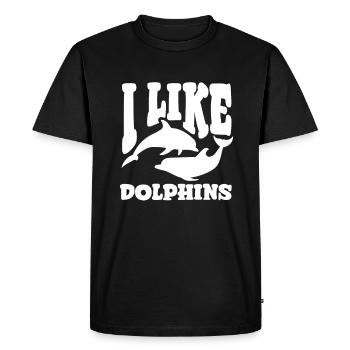J’aime les dauphins Motif de dauphin drôle - T-shirt Premium bio Homme - noir - Devant - Nico (187cm)