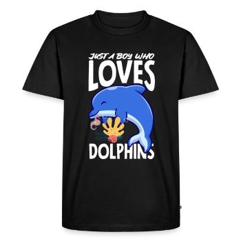Un garçon qui aime les dauphins - T-shirt Premium bio Homme - noir - Devant - Nico (187cm)