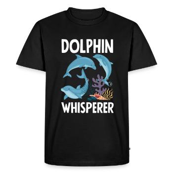 Dauphin Chuchoteur Amoureux des Dauphins - T-shirt Premium bio Homme - noir - Devant - Nico (187cm)