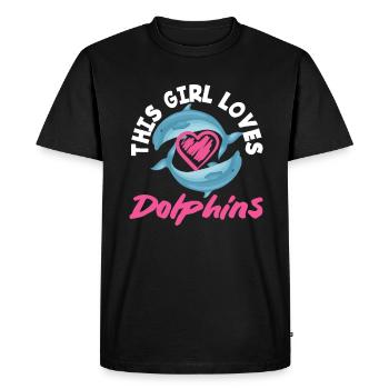 Cette fille aime les dauphins - T-shirt Premium bio Homme - noir - Devant - Nico (187cm)