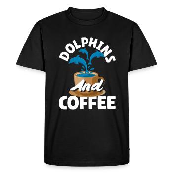 Dauphins et amateurs de café - T-shirt Premium bio Homme - noir - Devant - Nico (187cm)