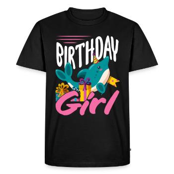 Dauphin Anniversaire Fille - T-shirt Premium bio Homme - noir - Devant - Nico (187cm)