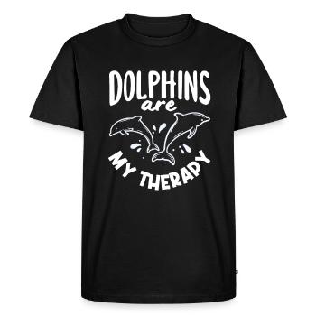 Les dauphins sont ma thérapie - T-shirt Premium bio Homme - noir - Devant - Nico (187cm)