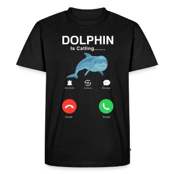 Dolphin Calls Humorous Graphic - Men's Premium Organic T-Shirt - black - Front - Nico (187cm)