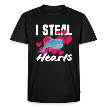 I Steal Hearts - Dolphin Love - Men's Premium Organic T-Shirt - black - Front - Nico (187cm)