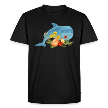 Dauphin avec de belles fleurs - T-shirt Premium bio Homme - noir - Devant - Nico (187cm)