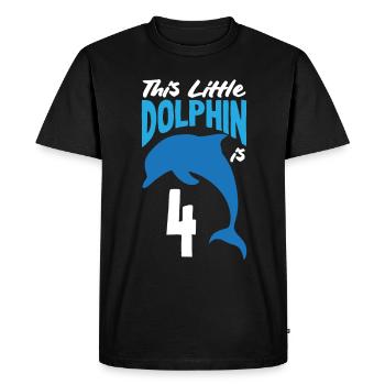 This little dolphin is 4 4th birthday - Men's Premium Organic T-Shirt - black - Front - Nico (187cm)