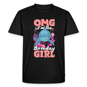 Dauphin Anniversaire Fille - T-shirt Premium bio Homme - noir - Devant - Nico (187cm)