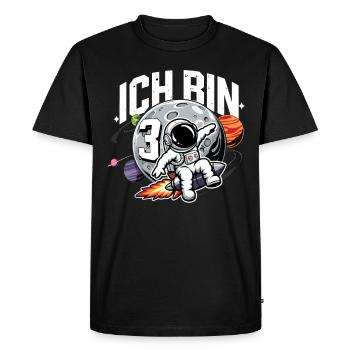 3ème anniversaire garçons 3 ans astronaute anniversaire - T-shirt Premium bio Homme - noir - Devant - Nico (187cm)