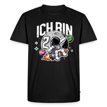 2ème anniversaire garçons 2 ans astronaute anniversaire - T-shirt Premium bio Homme - noir - Devant - Nico (187cm)