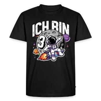 3ème anniversaire garçons 3 ans astronaute anniversaire - T-shirt Premium bio Homme - noir - Devant - Nico (187cm)