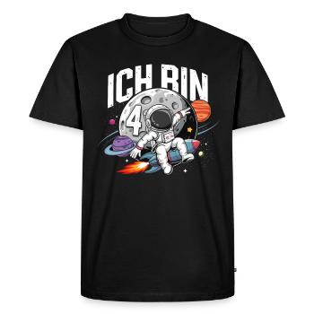 4ème anniversaire garçons 4 ans astronaute anniversaire - T-shirt Premium bio Homme - noir - Devant - Nico (187cm)