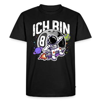 8th Birthday Boys 8 Years Astronaut Birthday - Men's Premium Organic T-Shirt - black - Front - Nico (187cm)