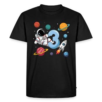 3ème anniversaire garçons 3 ans astronaute anniversaire - T-shirt Premium bio Homme - noir - Devant - Nico (187cm)