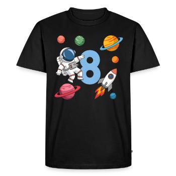 8th Birthday Boys 8 Years Astronaut Birthday - Men's Premium Organic T-Shirt - black - Front - Nico (187cm)