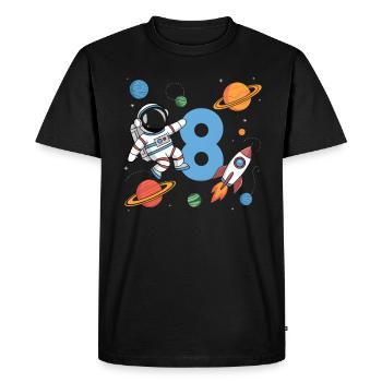 8th Birthday Boys 8 Years Astronaut Birthday - Men's Premium Organic T-Shirt - black - Front - Nico (187cm)