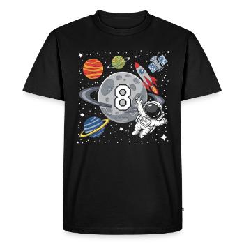 8th Birthday Boys 8 Years Astronaut Birthday - Men's Premium Organic T-Shirt - black - Front - Nico (187cm)