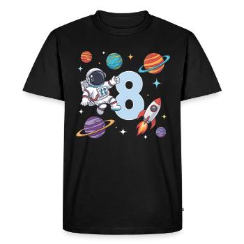 8th Birthday Boys 8 Years Astronaut Birthday - Men's Premium Organic T-Shirt - black - Front - Nico (187cm)