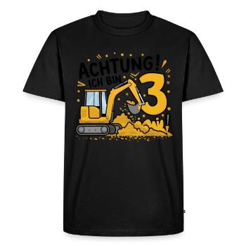 3ème anniversaire garçon 3 ans chantier de construction d’excavatrice - T-shirt Premium bio Homme - noir - Devant - Nico (187cm)