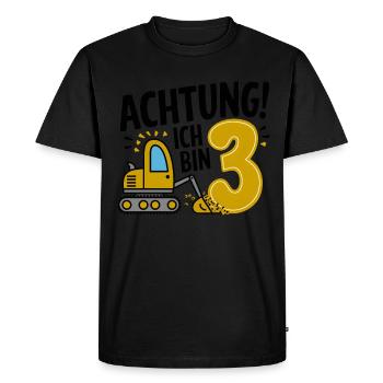 3ème anniversaire garçon 3 ans chantier de construction d’excavatrice - T-shirt Premium bio Homme - noir - Devant - Nico (187cm)