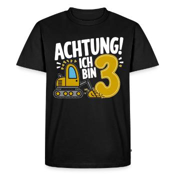 3ème anniversaire garçon 3 ans chantier de construction d’excavatrice - T-shirt Premium bio Homme - noir - Devant - Nico (187cm)