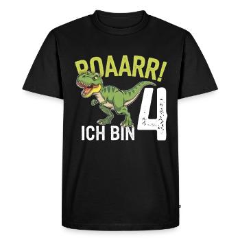 4ème anniversaire 4 ans Dino Dinosaur Fan - T-shirt Premium bio Homme - noir - Devant - Nico (187cm)